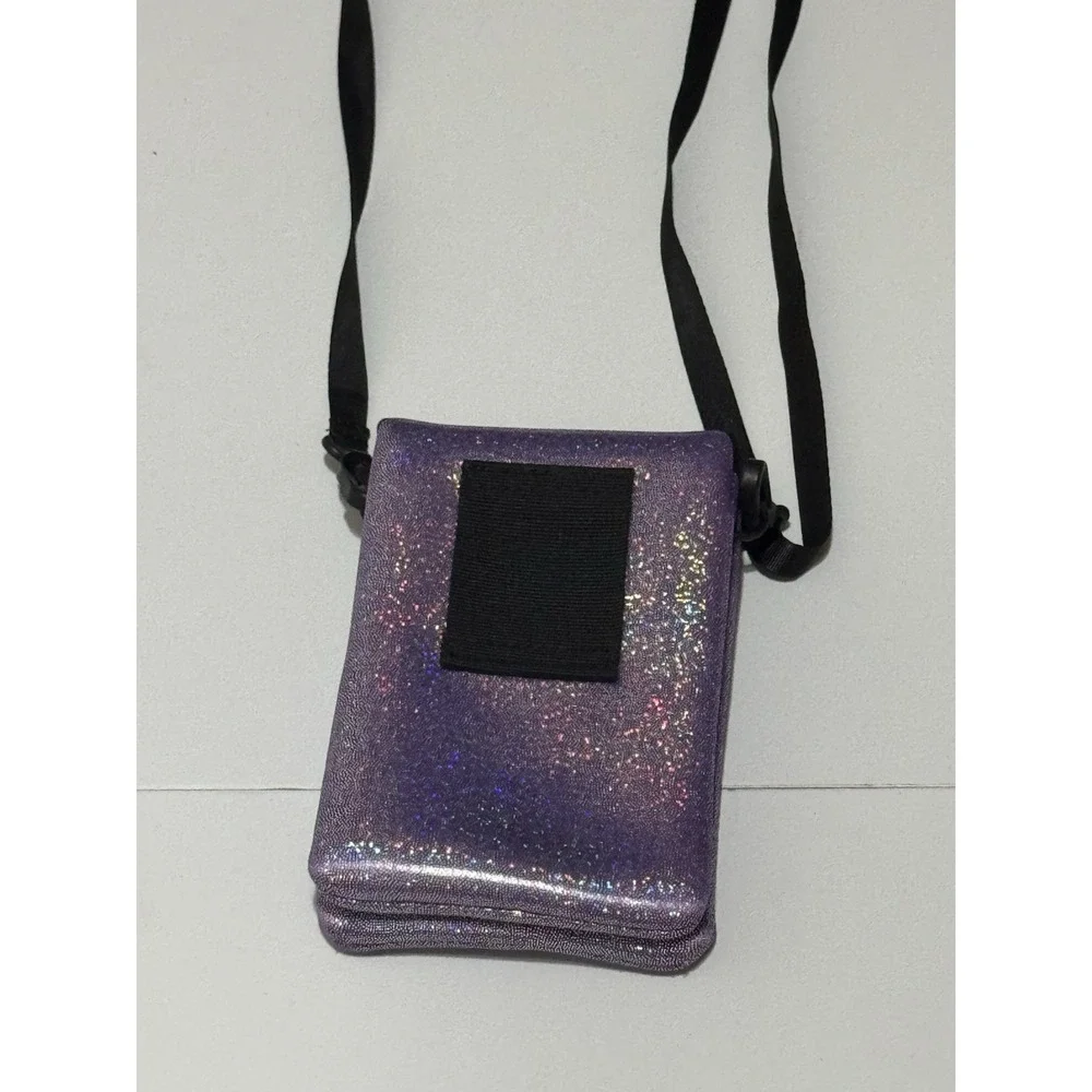 Purple Glitter Crossbody Case Cell Phone Pouch with Strap